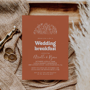 Invitación Desayuno de boda minimalista con flores silvestres