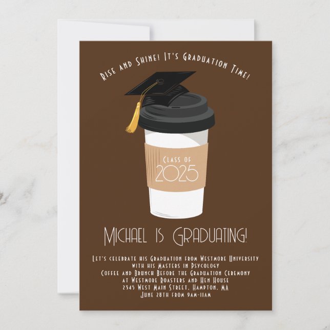 Invitación Desayuno de café Fiesta de graduación de Brunch (Anverso)