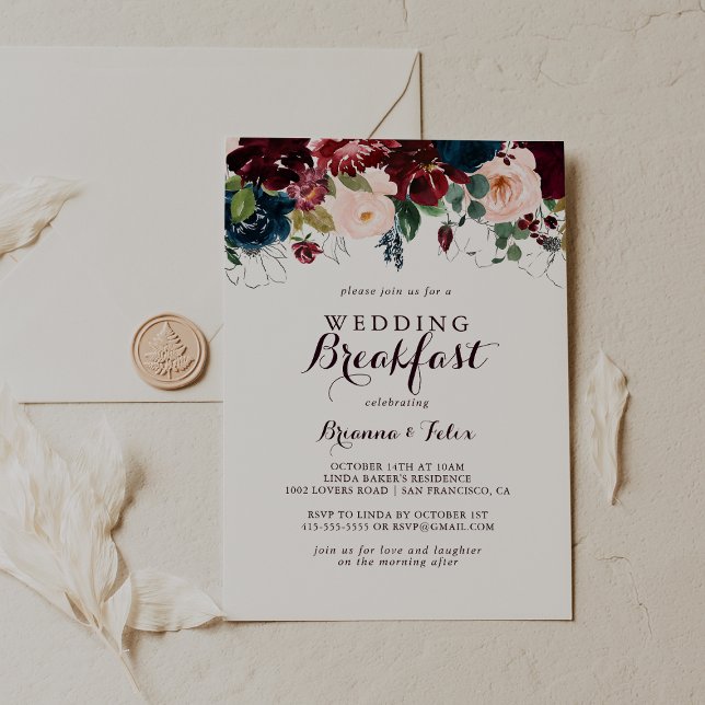 Invitación Desayuno de casamiento ilustrado de boda otoño (Subido por el creador)