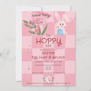 Invitación Desayuno de Caza de Huevos de Pascua Conejo Cute A