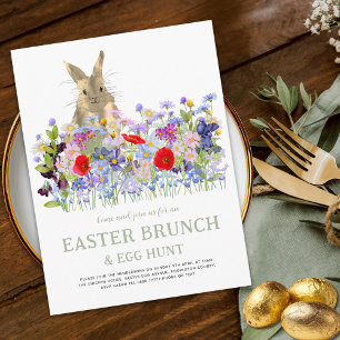 Invitación Desayuno de Caza de Huevos de Pascua Conejo Floral