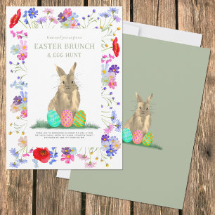 Invitación Desayuno de Caza de Huevos de Pascua Conejo Floral