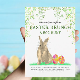 Invitación Desayuno de Caza de Huevos de Pascua Conejo Lindo 