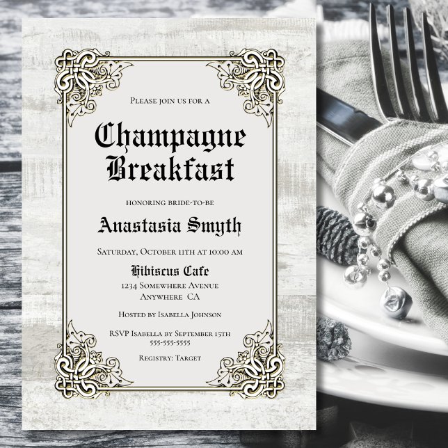 Invitación Desayuno de champán Madera Rústica Bleached (Subido por el creador)