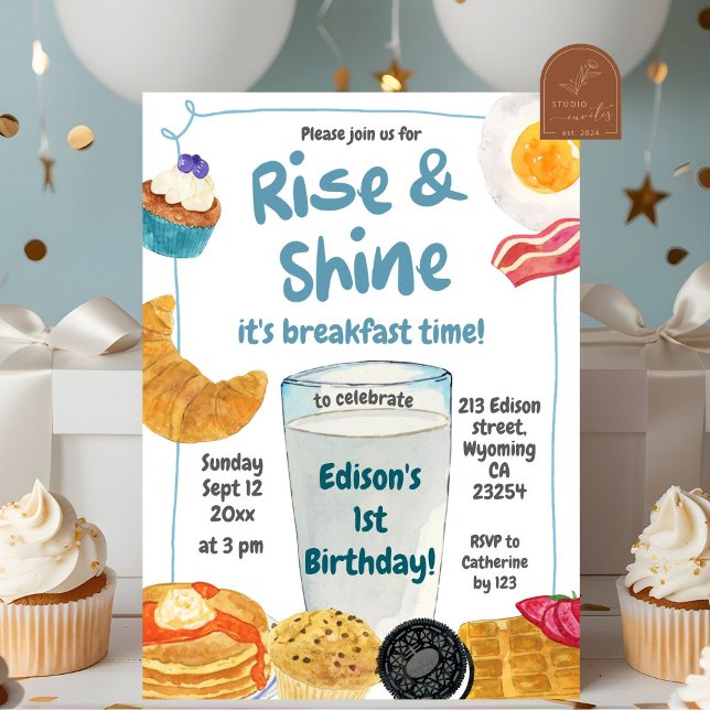 Invitación Desayuno de Cumpleaños para Niños Rise and Shine (Subido por el creador)