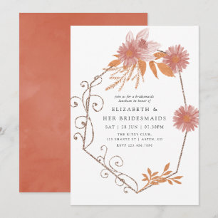 Invitación Desayuno de Damas de Honor de Terracota Geométrica