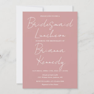 Invitación Desayuno de Damas de Honor Rosa Polvo Escritura