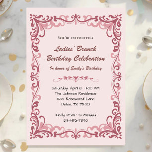 Invitación Desayuno de Damas Rollo Rosa Elegante