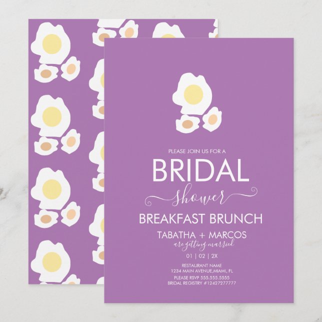 Invitación Desayuno de Despedida de Soltera Huevos Brunch Pat (Anverso / Reverso)