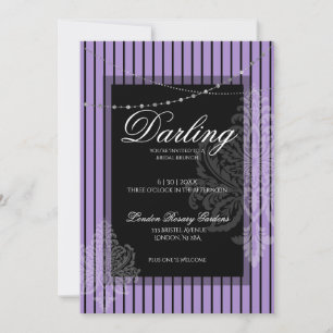 Invitación Desayuno de ducha de novia con la novia morado neg