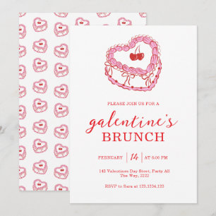 Invitación Desayuno de Galentine con Tarta Blanca