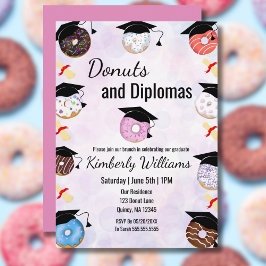 Invitación Desayuno de graduación Donuts y títulos