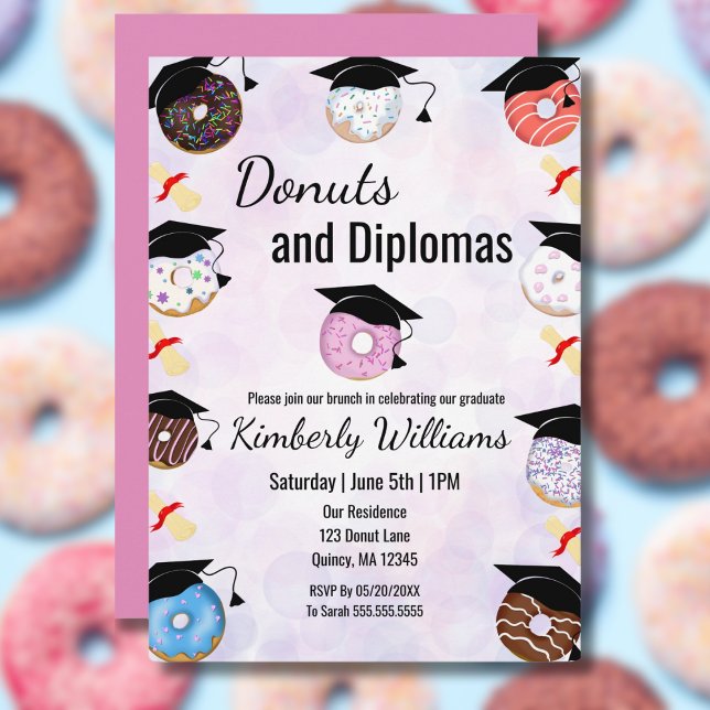 Invitación Desayuno de graduación Donuts y títulos (Subido por el creador)