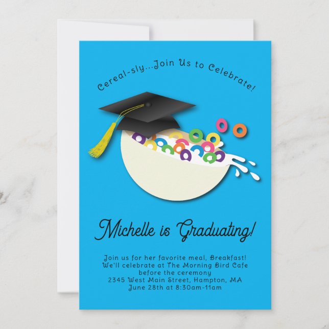 Invitación Desayuno de la fiesta de graduación de cereales (Anverso)