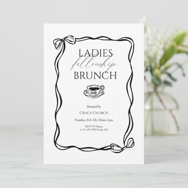 Invitación Desayuno de la Hermandad de Damas Evento de la Igl (Anverso de pie)