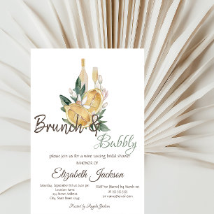 Invitación Desayuno de limones con acuarela y burbujas para d