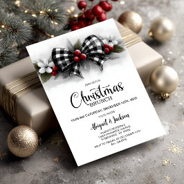 Invitación Desayuno de Navidad con lazo de cuadros de Búfalo