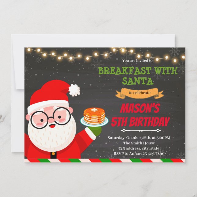 Invitación Desayuno de panqueques con fiesta de Santa (Anverso)