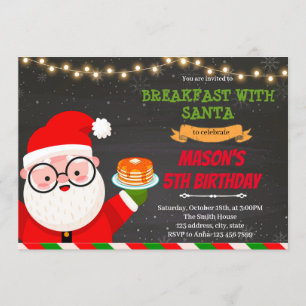 Invitación Desayuno de panqueques con fiesta de Santa