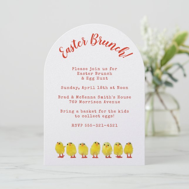 Invitación Desayuno de Pascua y búsqueda de huevos (Anverso de pie)