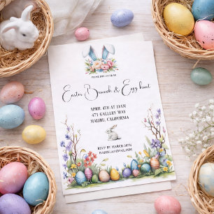 Invitación Desayuno de Pascua y Caza de Huevos Floral de Prim