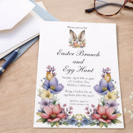 Invitación Desayuno de Pascua y Floral de Caza de Huevos
