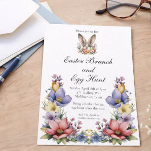 Invitación Desayuno de Pascua y Floral de Caza de Huevos