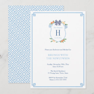 Invitación Desayuno de recién casados con elegante cresta de 