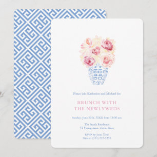 Invitación Desayuno de recién casados Rosas rosadas bonitas A