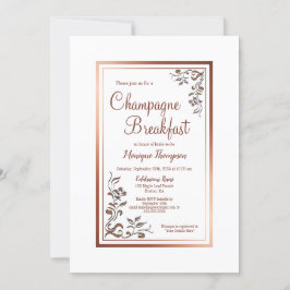 Invitación Desayuno de Rosa Gold Floral Border Bridal Champag