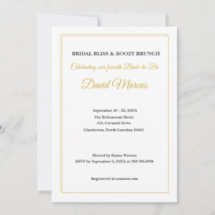 Invitación Desayuno de soltera elegante de oro y negro