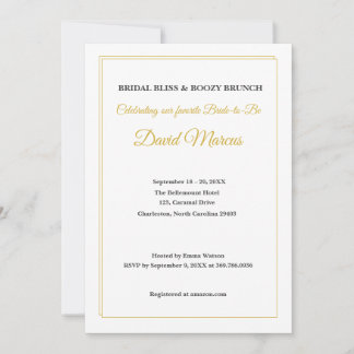 Invitación Desayuno de soltera elegante de oro y negro