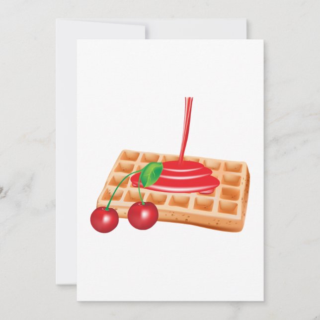 Invitación Desayuno de Waffle de Cereza con Jarabe (Anverso)