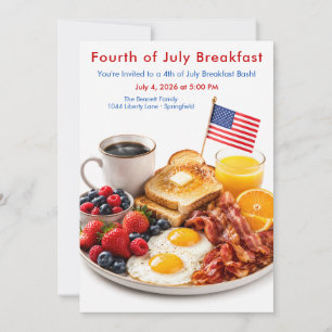 Invitación Desayuno del 4 de Julio - Brunch Patriótico