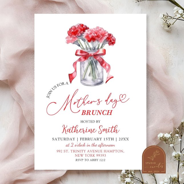 Invitación Desayuno del Día de la Madre con Clavel (Subido por el creador)