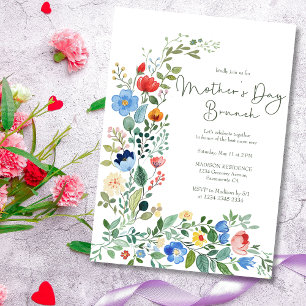 Invitación Desayuno del Día de la Madre con flores silvestres