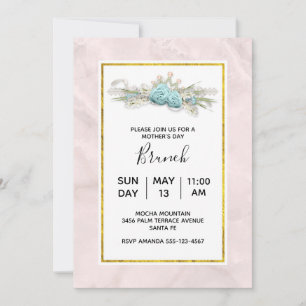 Invitación Desayuno del Día de la Madre con Rosas Azules y Co