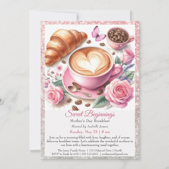 Invitación Desayuno del Día de la Madre – Desayuno con Mamá (Anverso)