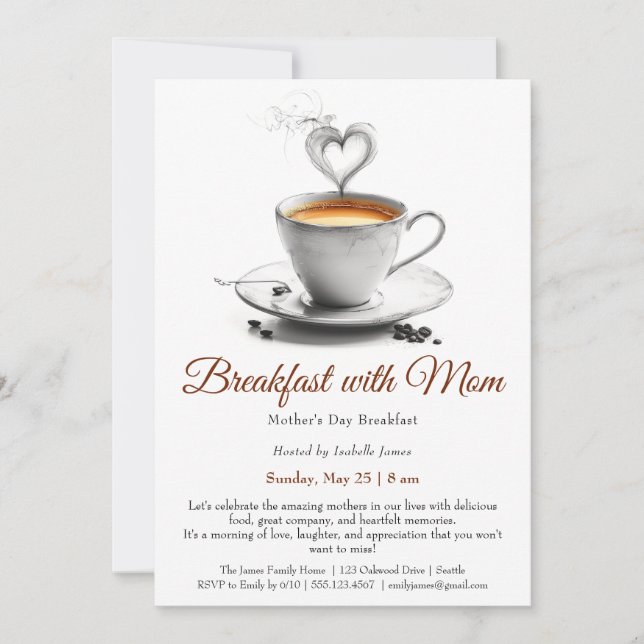 Invitación Desayuno del Día de la Madre – Desayuno con Mamá (Anverso)