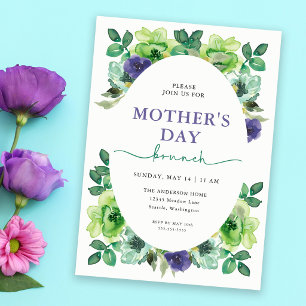 Invitación Desayuno del Día de la Madre Flores Acuarela