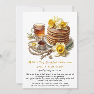 Invitación Desayuno del Día de la Madre, Panqueques de Narcis