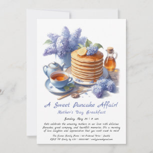 Invitación Desayuno del Día de la Madre – Panqueques y lila