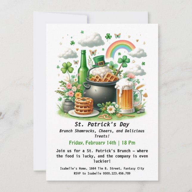 Invitación Desayuno del Día de San Patricio – Tréboles, Salud (Anverso)