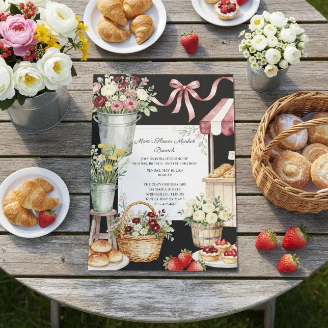Invitación Desayuno del mercado de flores de mamá del día de  (Subido por el creador)
