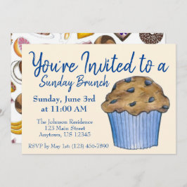 Invitación Desayuno Dominical Brunch Blueberry Muffin