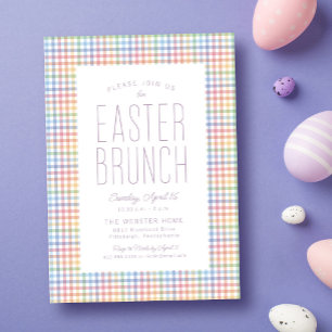 Invitación Desayuno dominical de Pascua pastel a cuadros marc