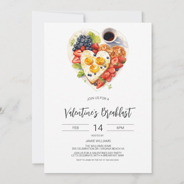 Invitación Desayuno el día de San Valentín, desayuno materno (Anverso)