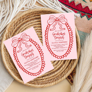 Invitación Desayuno elegante rojo y rosa de graduación