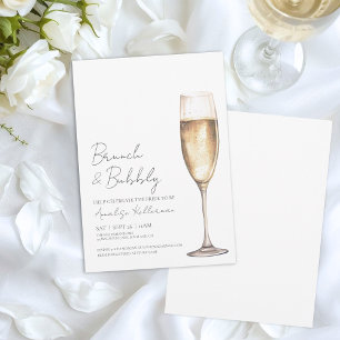 Invitación Desayuno Elegante y Brindis de Burbujas para Despe