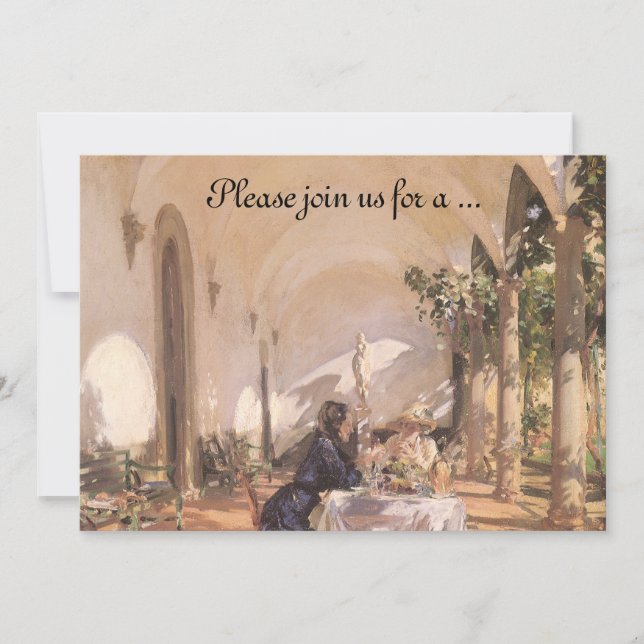 Invitación Desayuno en la Loggia por Sargent, ducha de novia (Anverso)